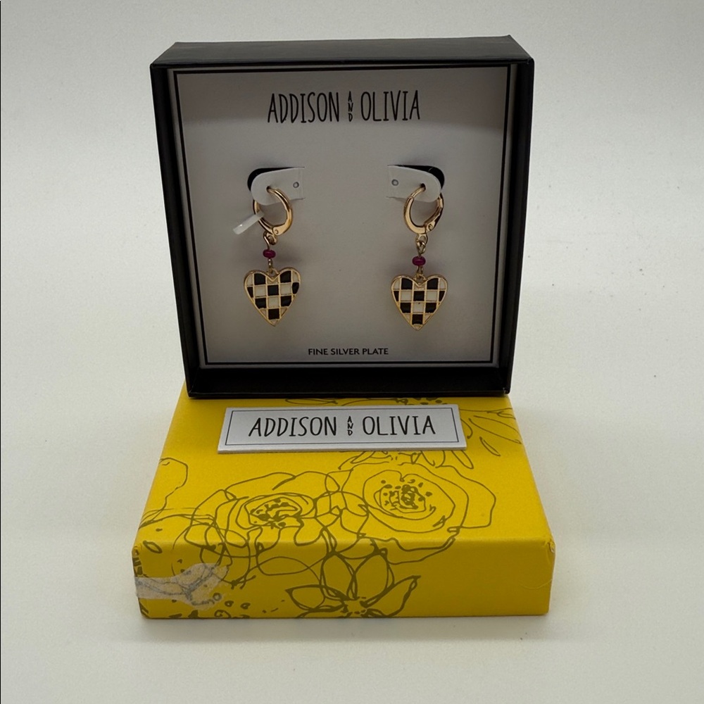 New Addison & Olivia Gold Heart Silver Plated Earrings